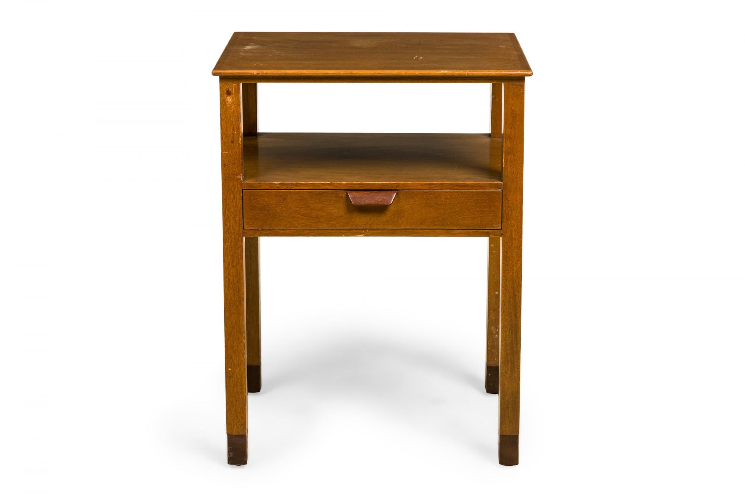 Mid-Century Modern Pair of Edward Wormley for Dunbar Wooden Single Drawer Nightstands For Sale