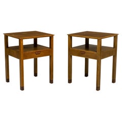 Pareja de mesillas de noche de un cajón de madera de Edward Wormley para Dunbar
