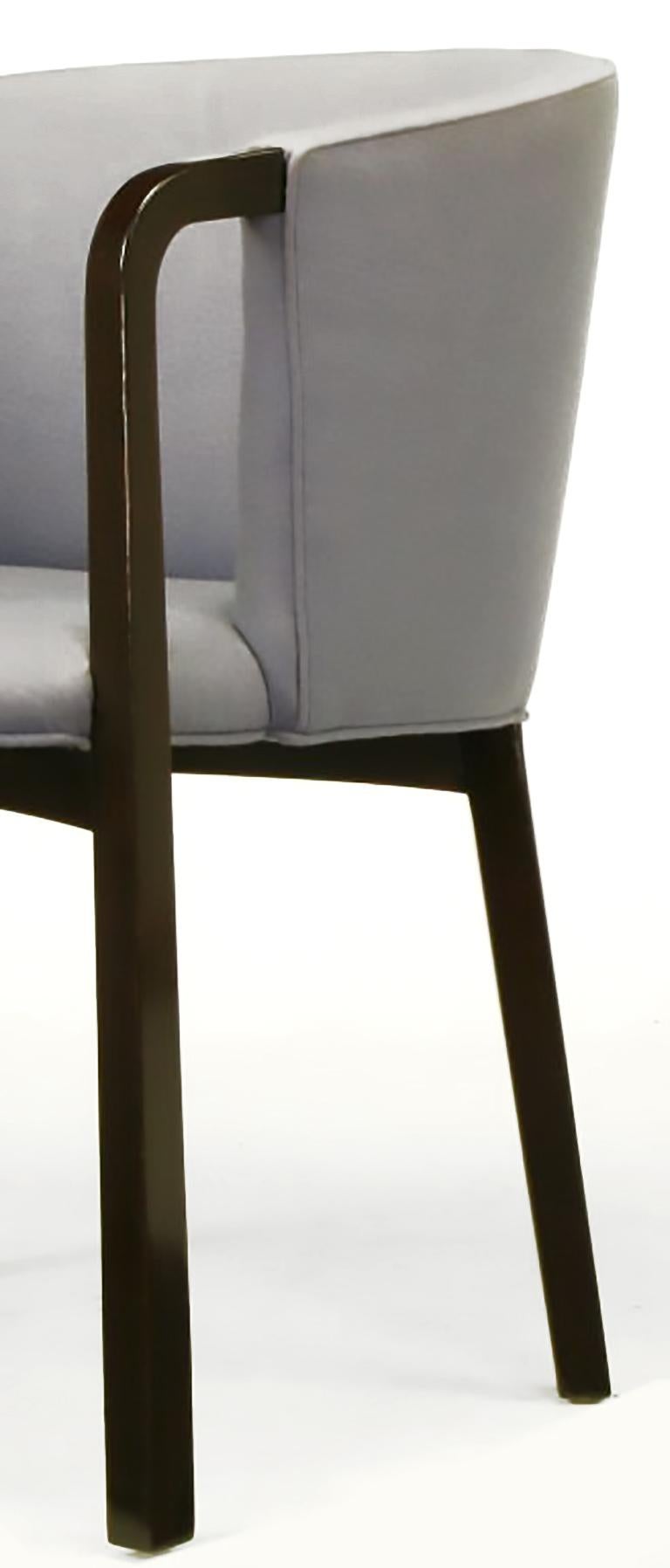 Paar Edward Wormley-Stühle aus Mahagoni und grauer Wolle mit Fassrückenlehne im Angebot 3