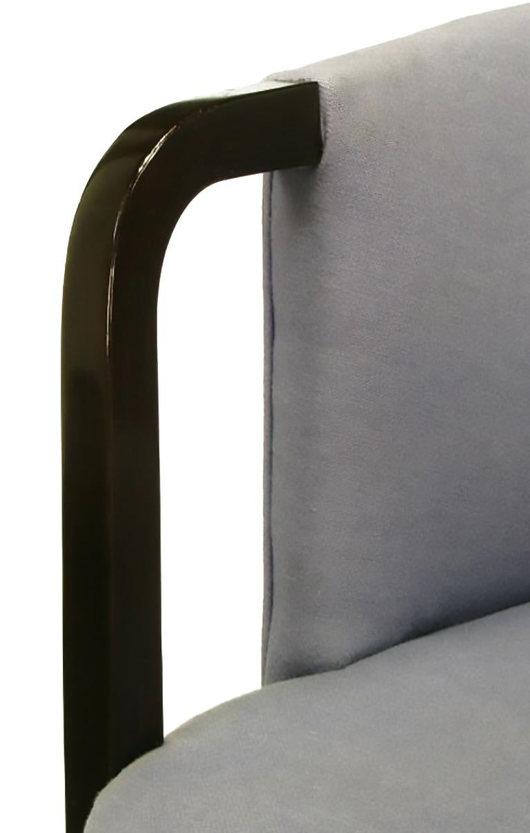 Paar Edward Wormley-Stühle aus Mahagoni und grauer Wolle mit Fassrückenlehne im Angebot 4