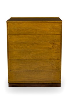 Pair of Edward Wormley Mid-Century Walnut and Leather 7-Drawer Chests