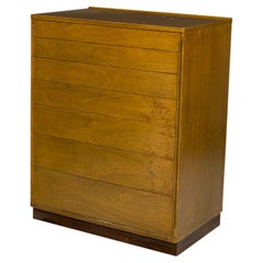 Pair of Edward Wormley Mid-Century Walnut and Leather 7-Drawer Chests