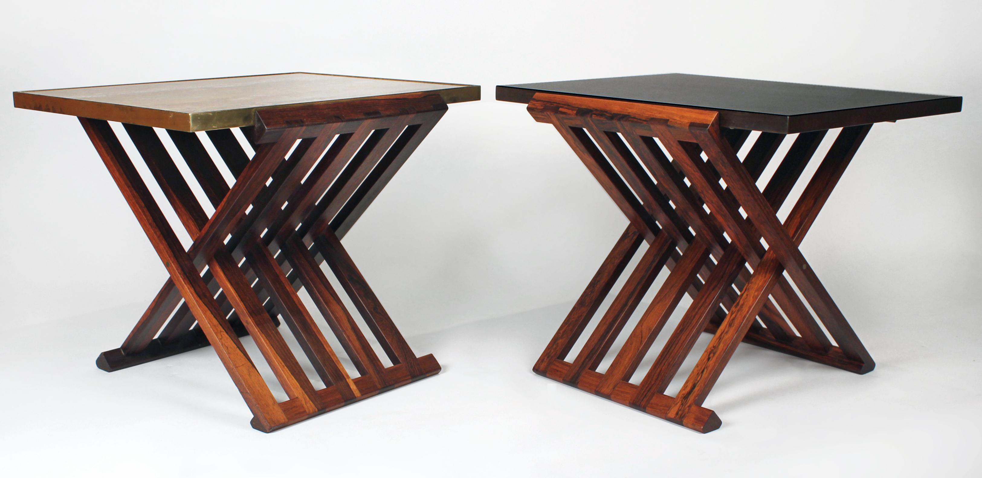 Mid-Century Modern Pair of Edward Wormley Savonarola Occasional Tables for Dunbar Model 5425
