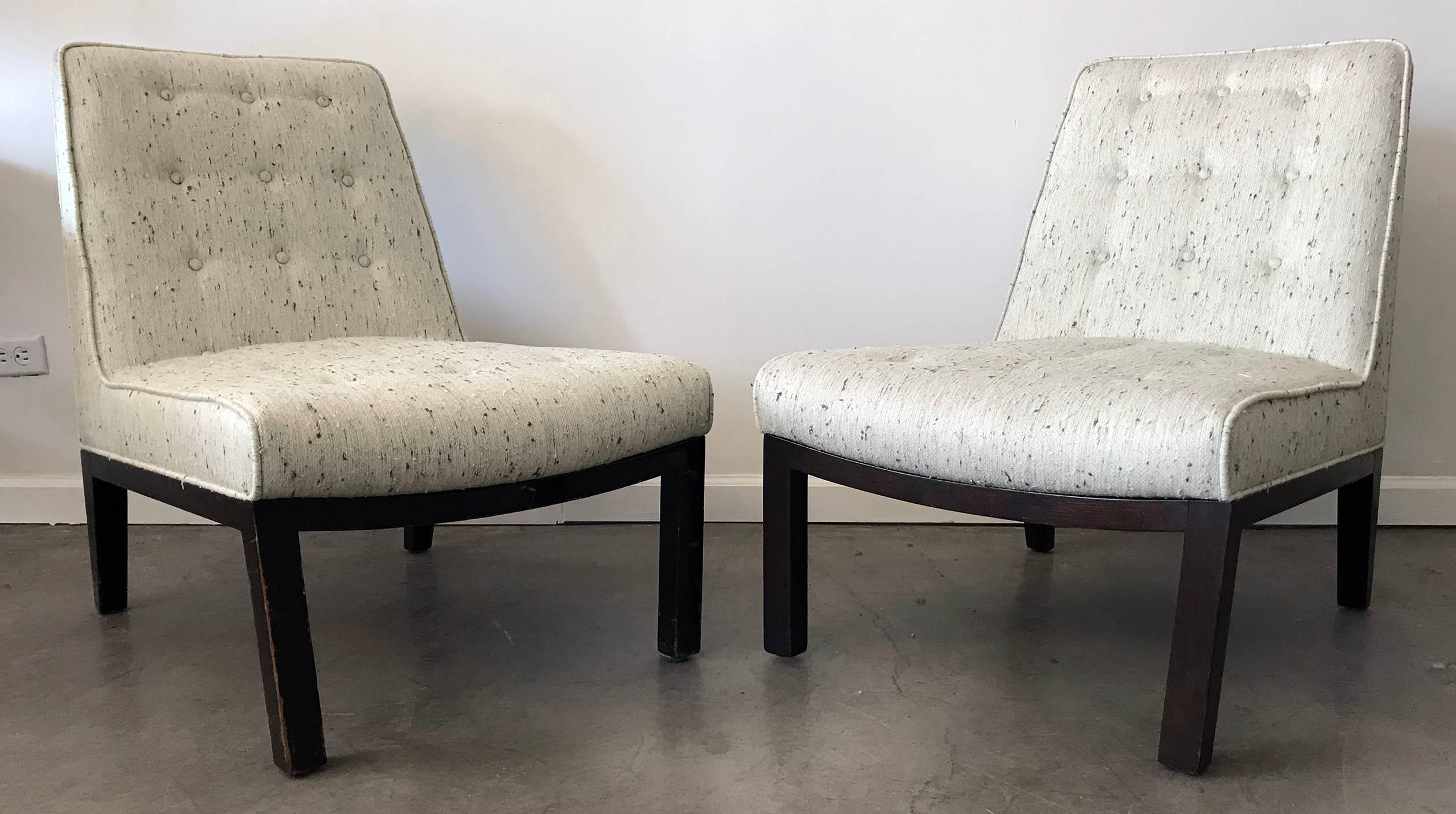 Mid-Century Modern Pair of Edward Wormley Slipper Chairs for Dunbar