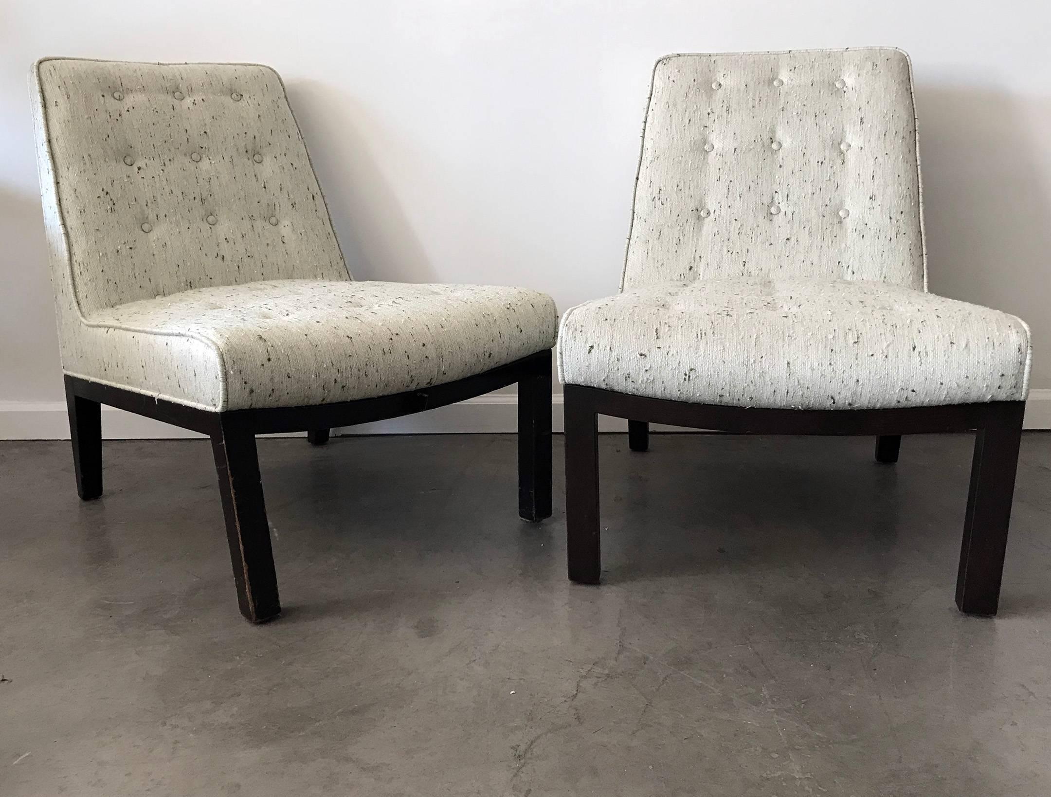 Mid-20th Century Pair of Edward Wormley Slipper Chairs for Dunbar