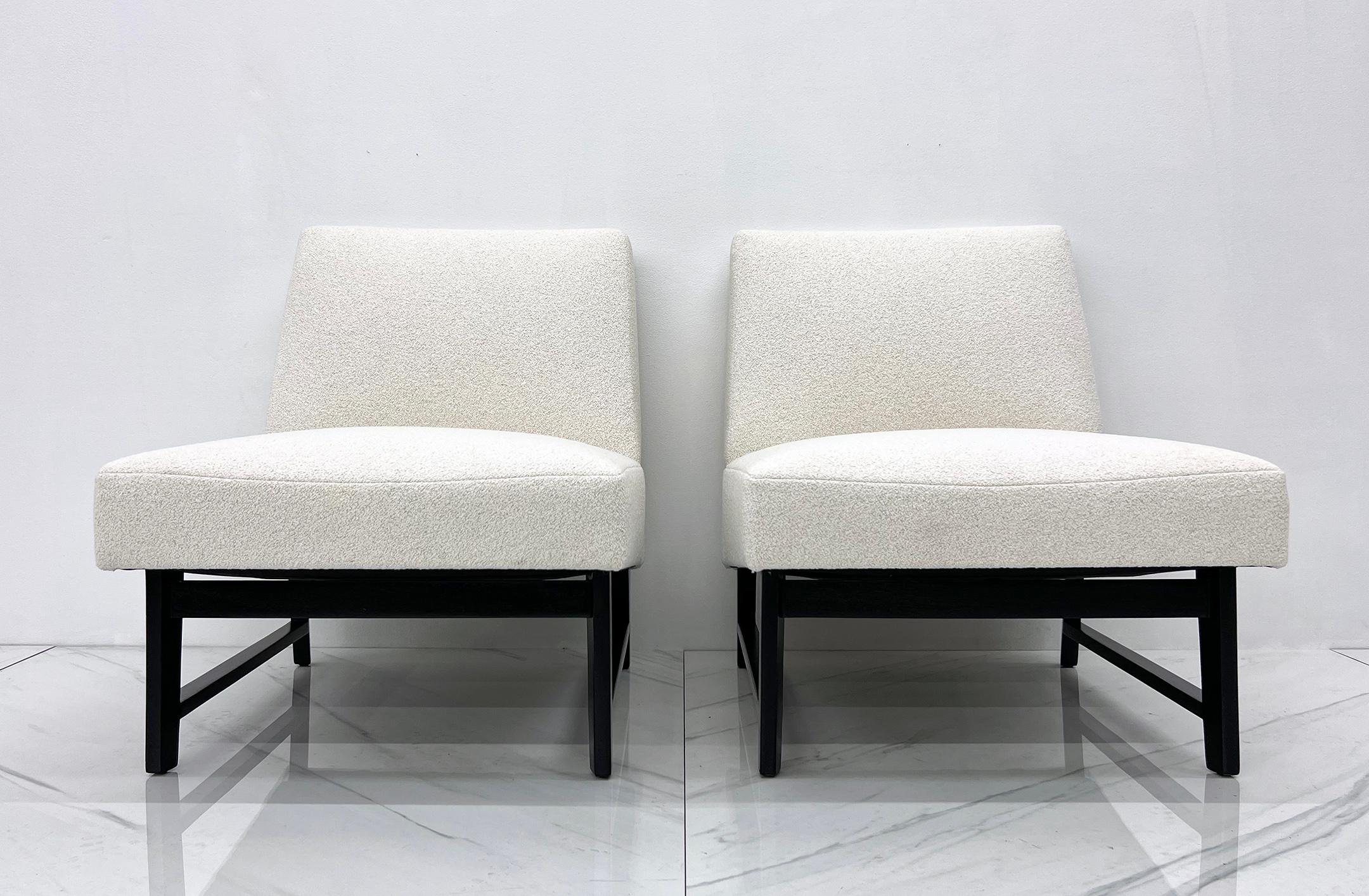 Mid-20th Century Pair of Edward Wormley Slipper Chairs for Dunbar For Sale