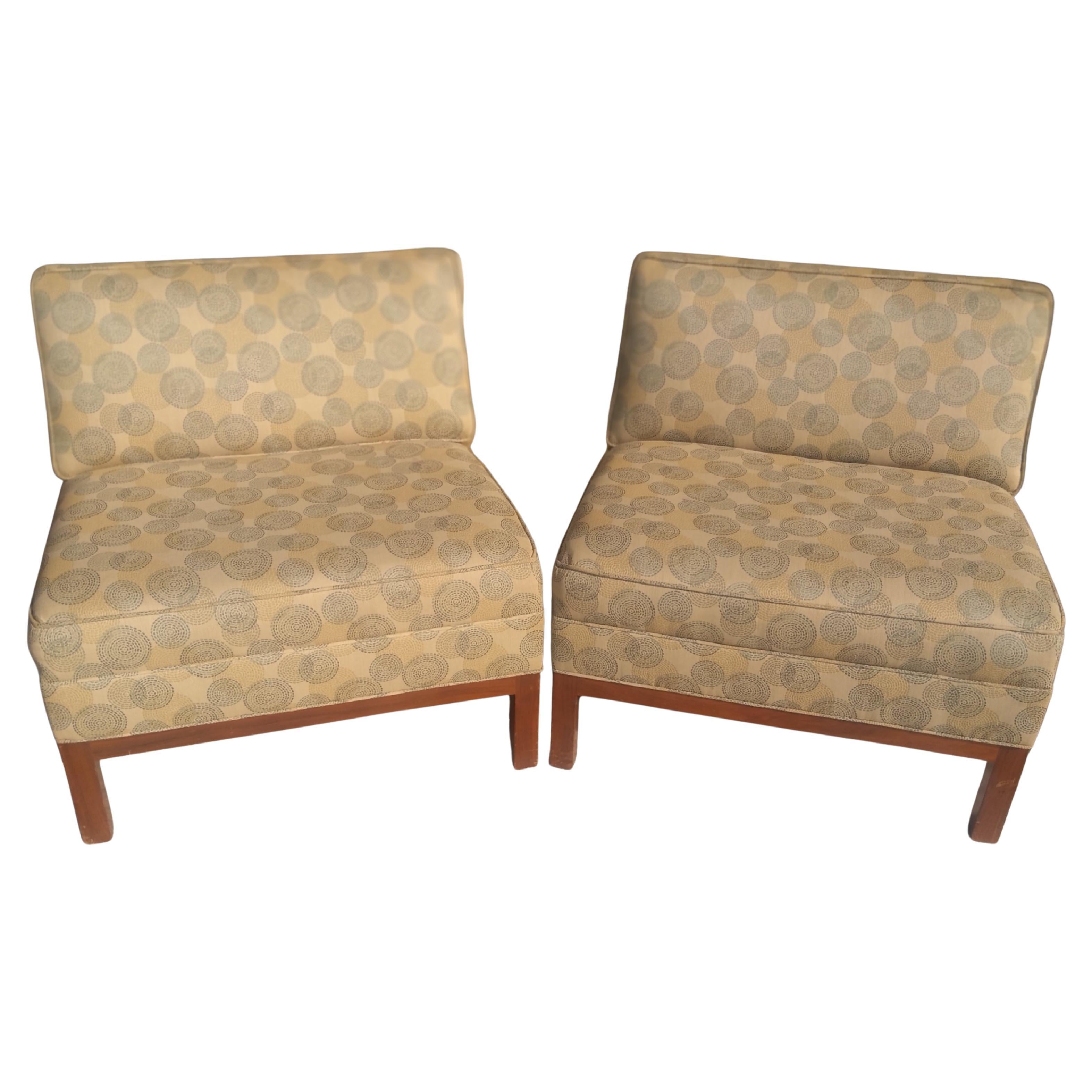Pair of Edward Wormley Style Modern Slipper Chairs