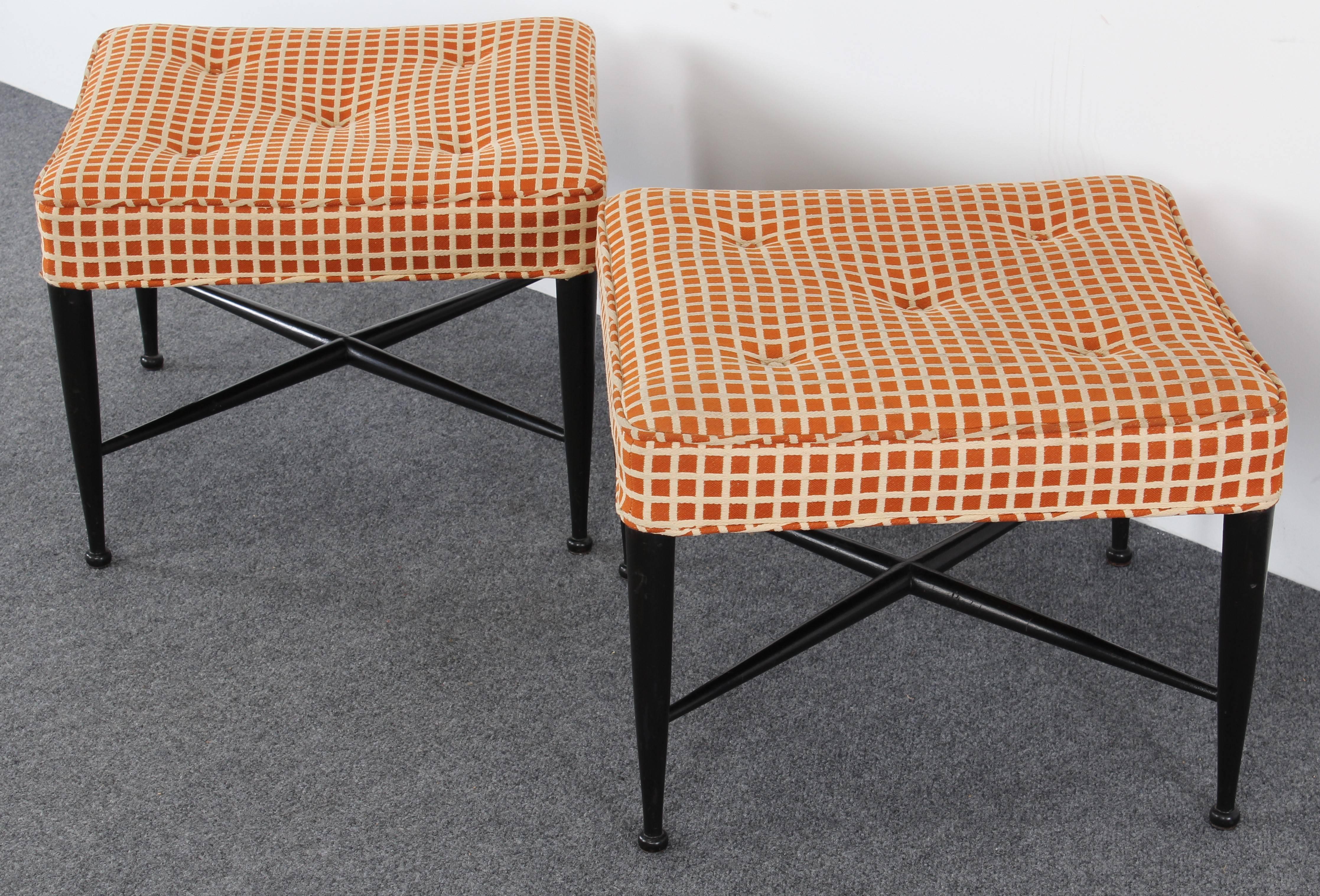 Mid-Century Modern Pair of Edward Wormley X-Base Benches, 1950s