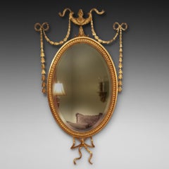 Pair of Edwardian Adam Revival Carved Giltwood and Gesso Wall Mirrors