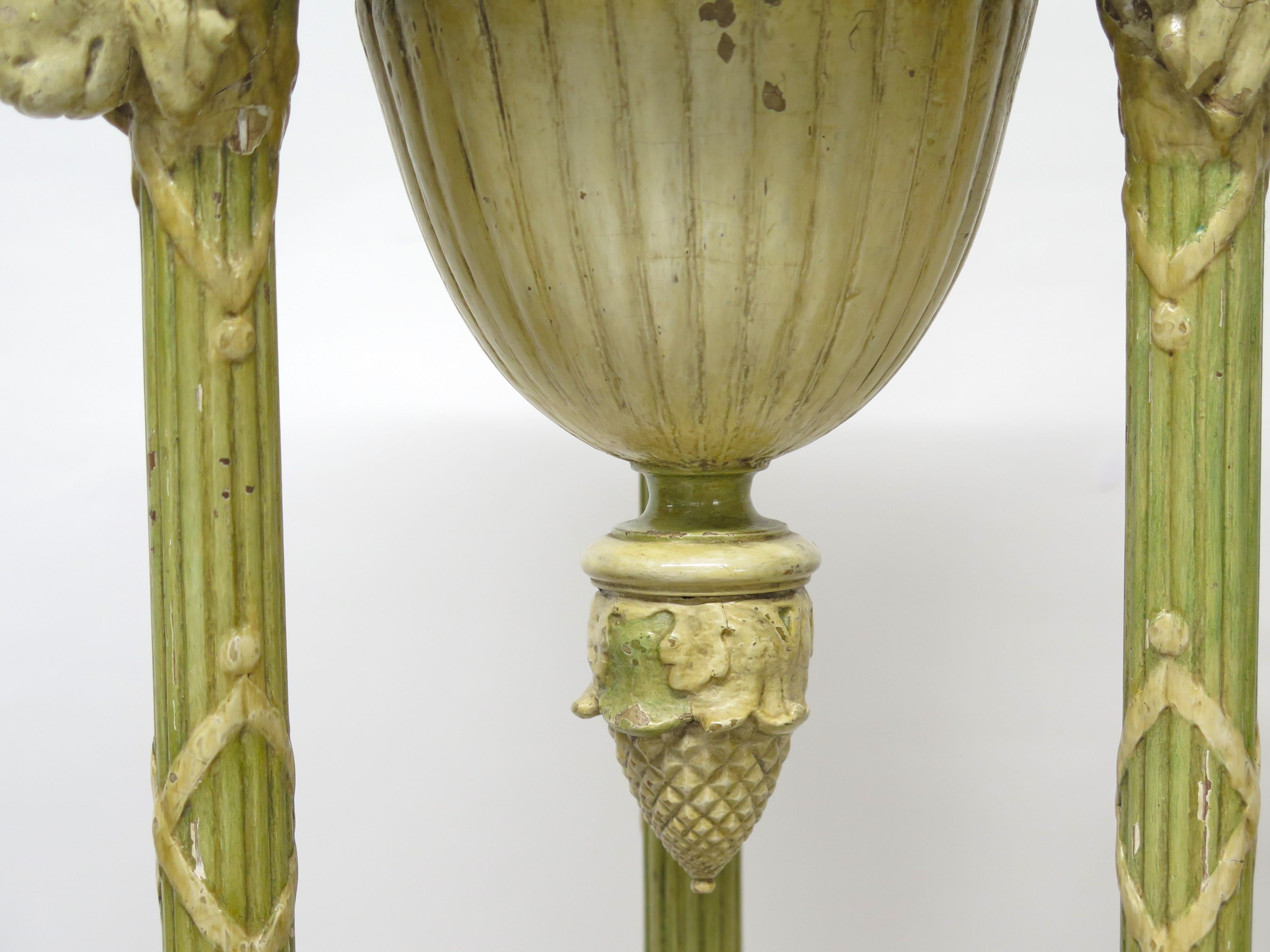 Pair of Edwardian Adam-Style Painted Candle Stands For Sale 3