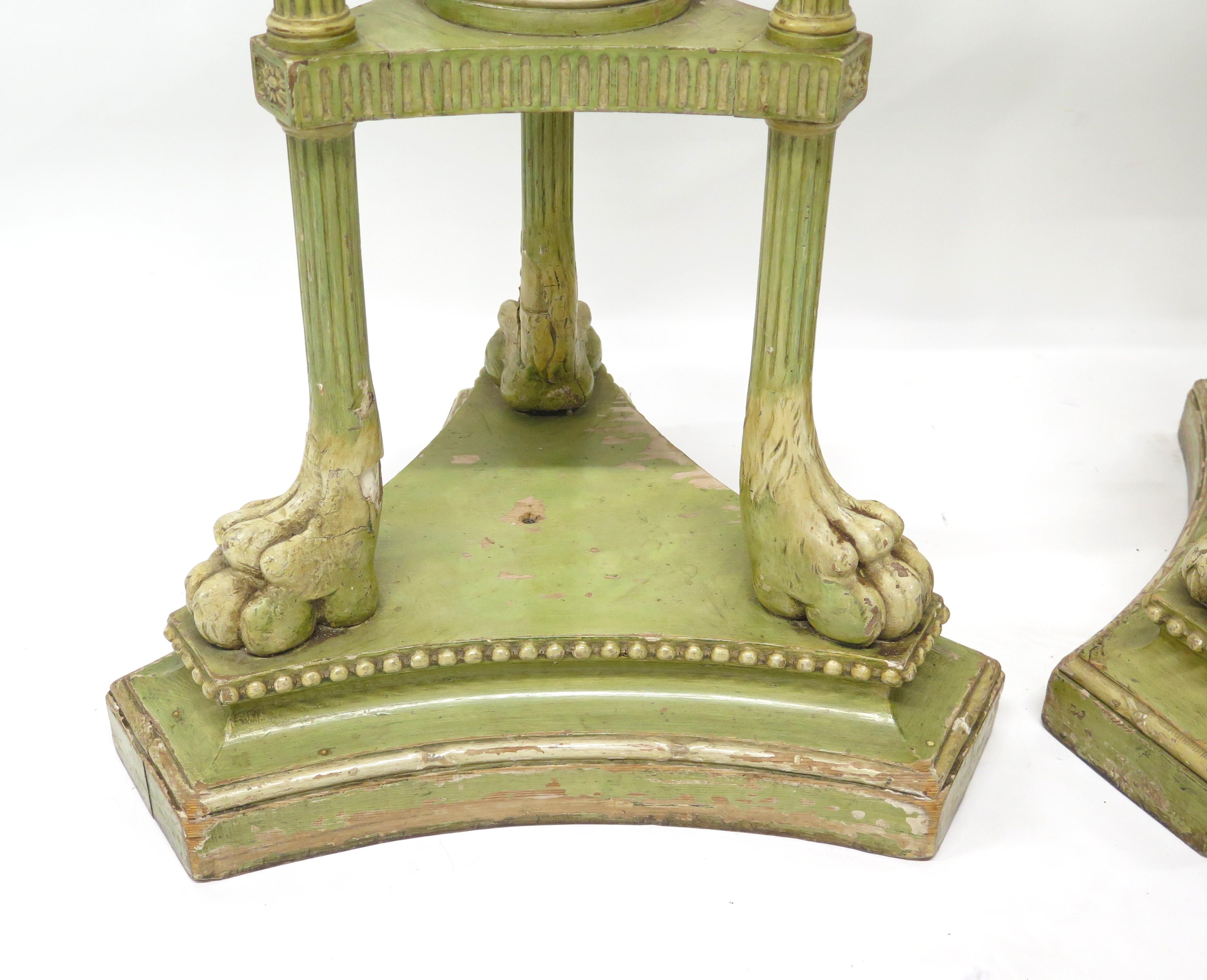 Pair of Edwardian Adam-Style Painted Candle Stands 4
