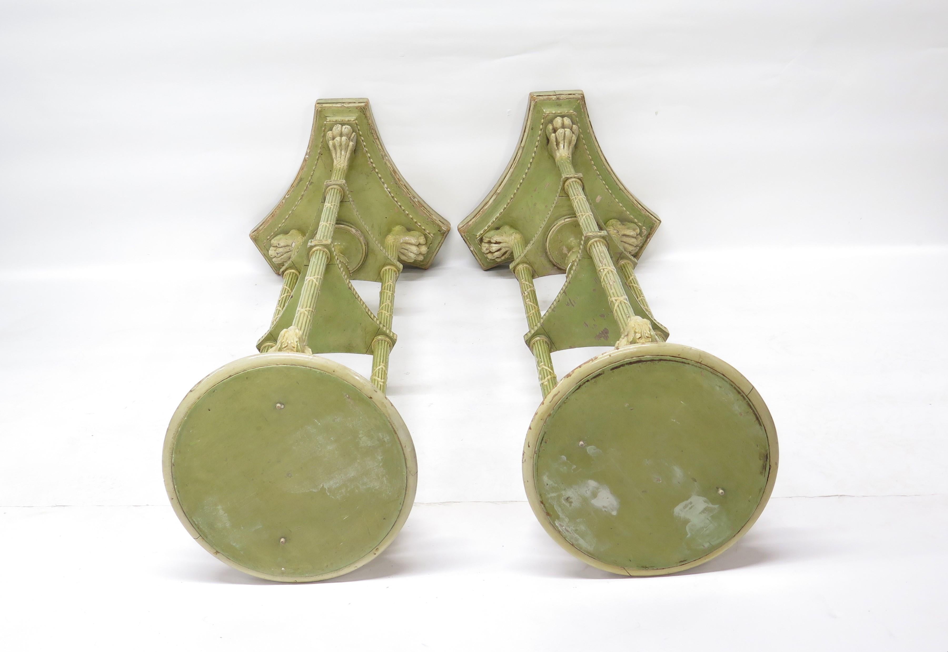 Pair of Edwardian Adam-Style Painted Candle Stands 8