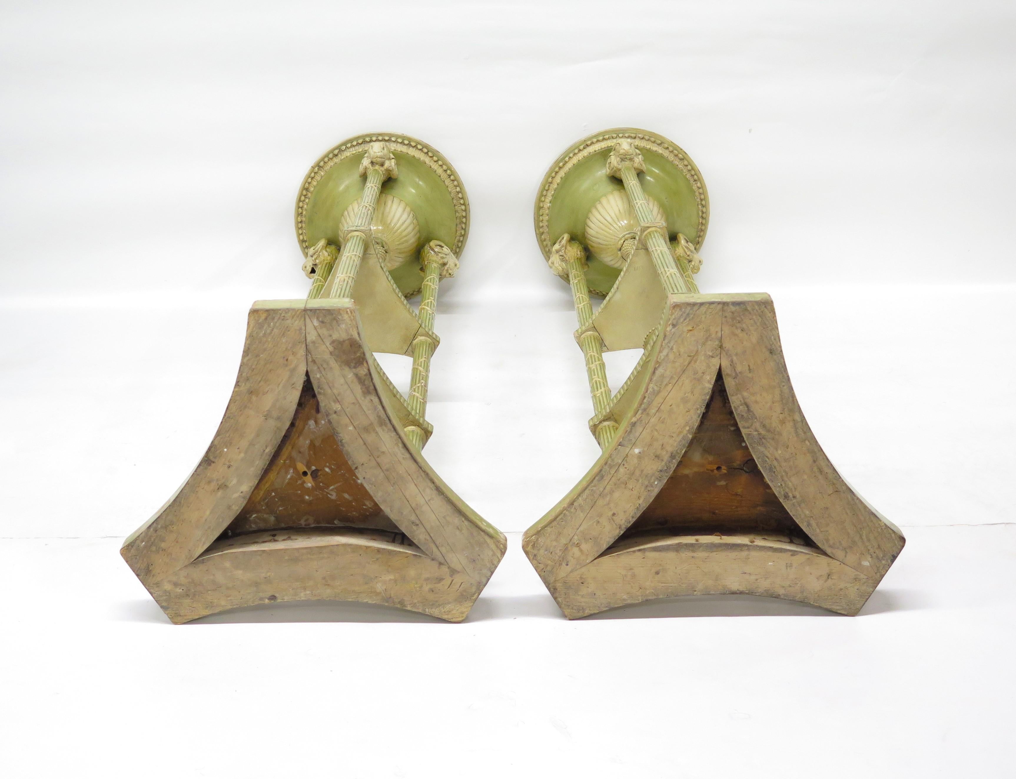 Pair of Edwardian Adam-Style Painted Candle Stands For Sale 10