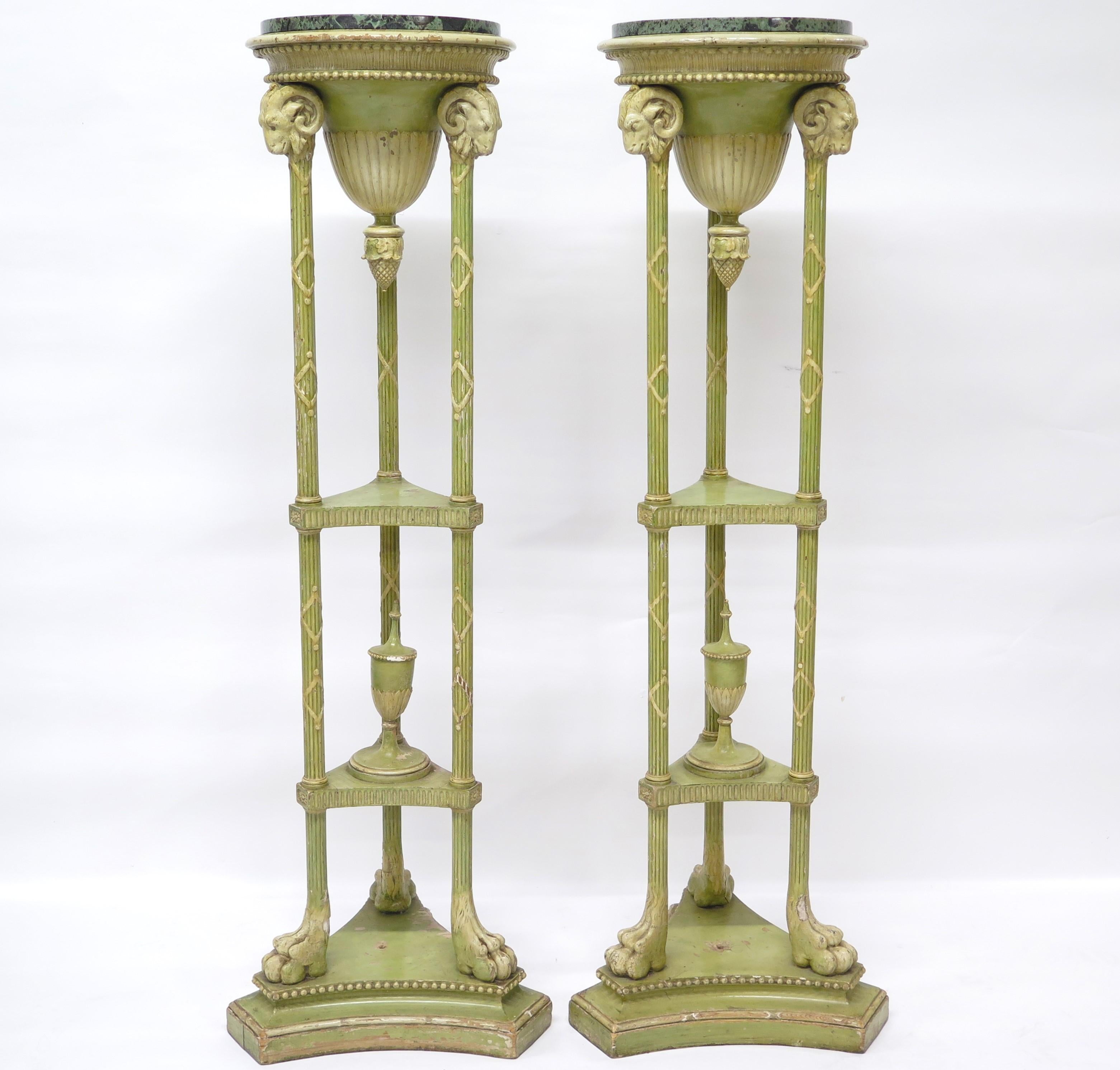 Pair of Edwardian Adam-Style Painted Candle Stands 10
