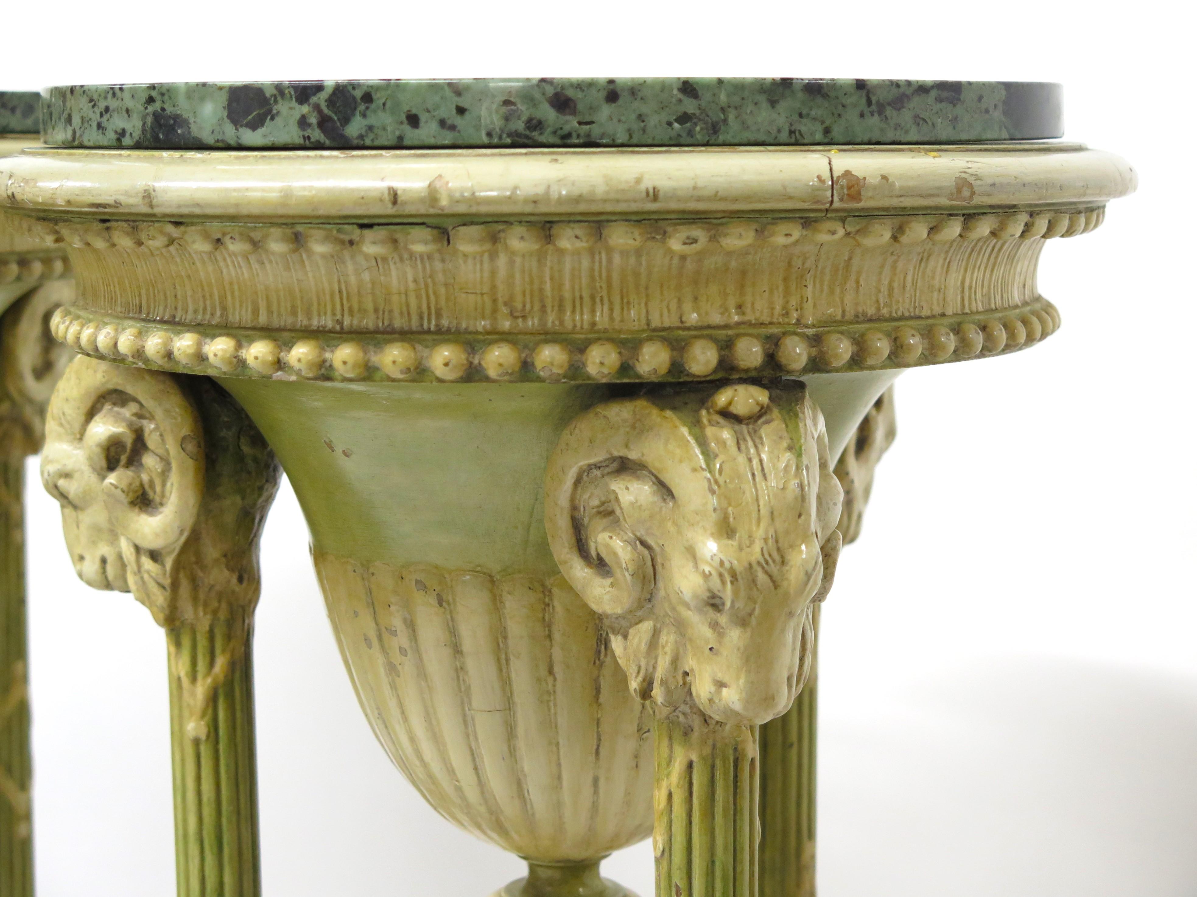 Pair of Edwardian Adam-Style Painted Candle Stands 1