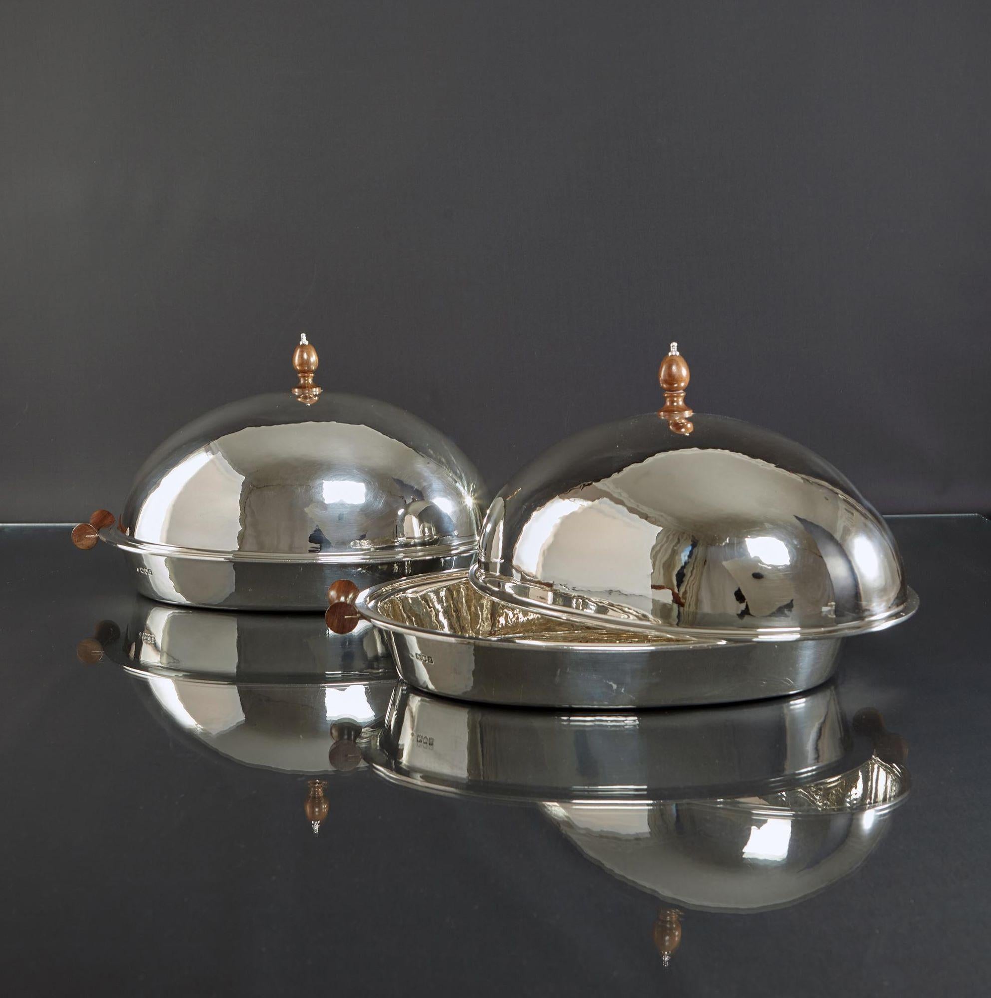 Pair of Edwardian Antique Silver Serving Dishes and Covers For Sale 4