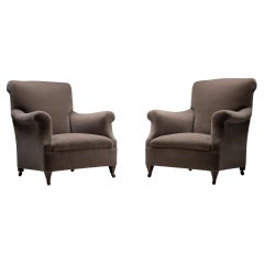 Pair of Edwardian Armchairs in 100% Mohair by Maharam, England, circa 1910