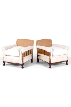 Coppia di poltrone edoardiane in calico