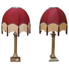 Antique Pair of Edwardian Brass Table Lamps