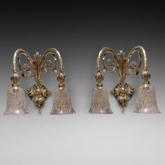 Pair of Edwardian Brass Wall Lights In the Style of F. & C. Osler