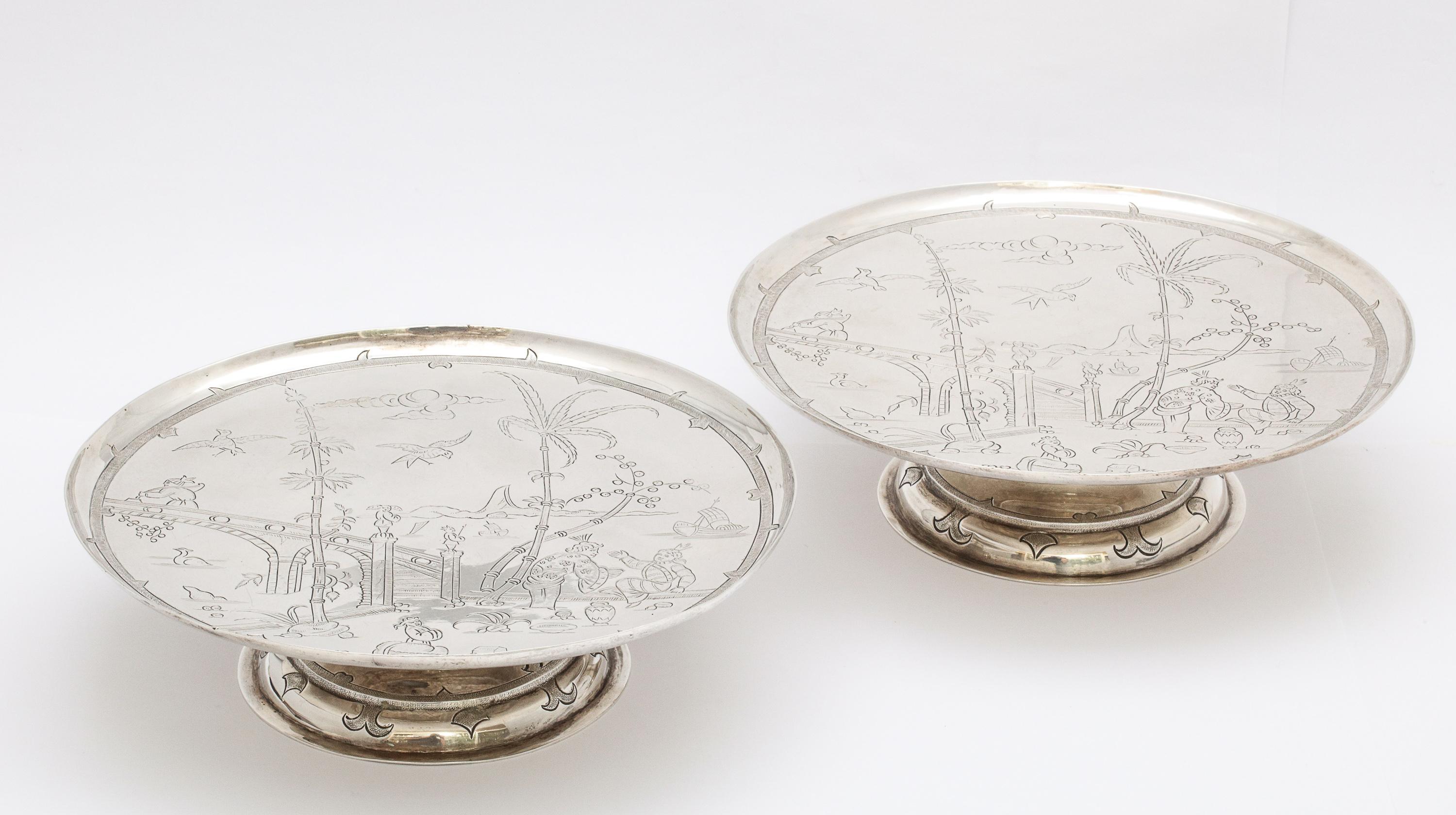 Pair of Edwardian Chinoiserie-Style Sterling Silver Tazzas by Crichton 10
