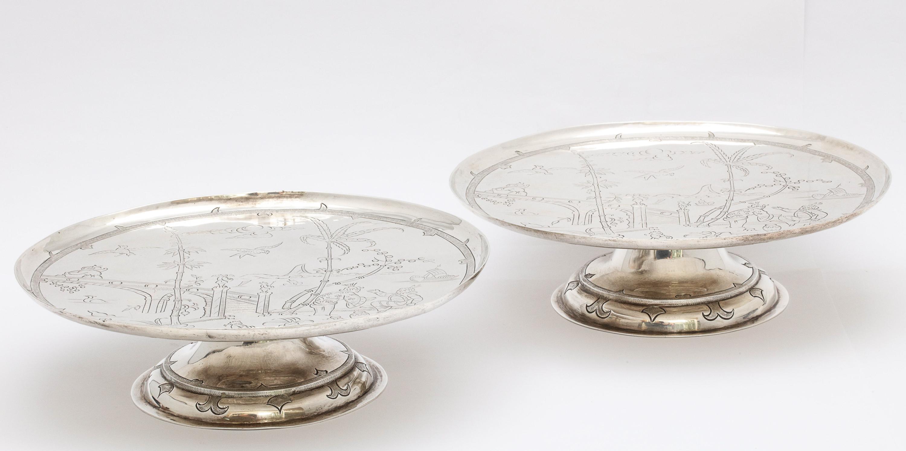 Pair of Edwardian Chinoiserie-Style Sterling Silver Tazzas by Crichton 11