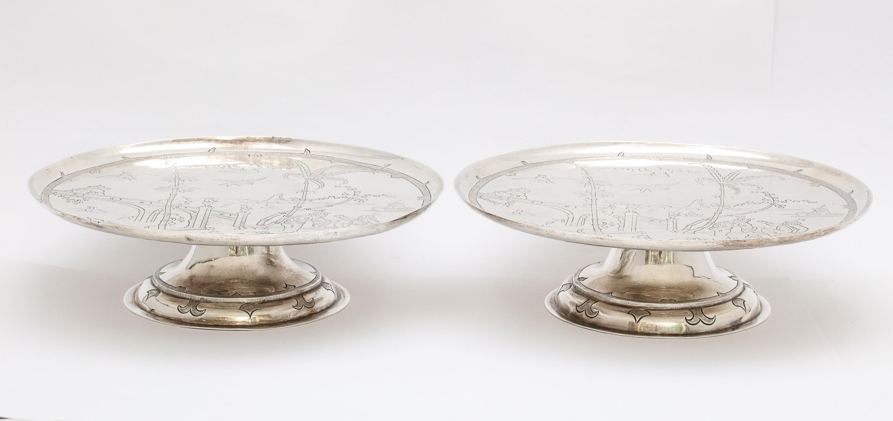 Pair of Edwardian Chinoiserie-Style Sterling Silver Tazzas by Crichton 13