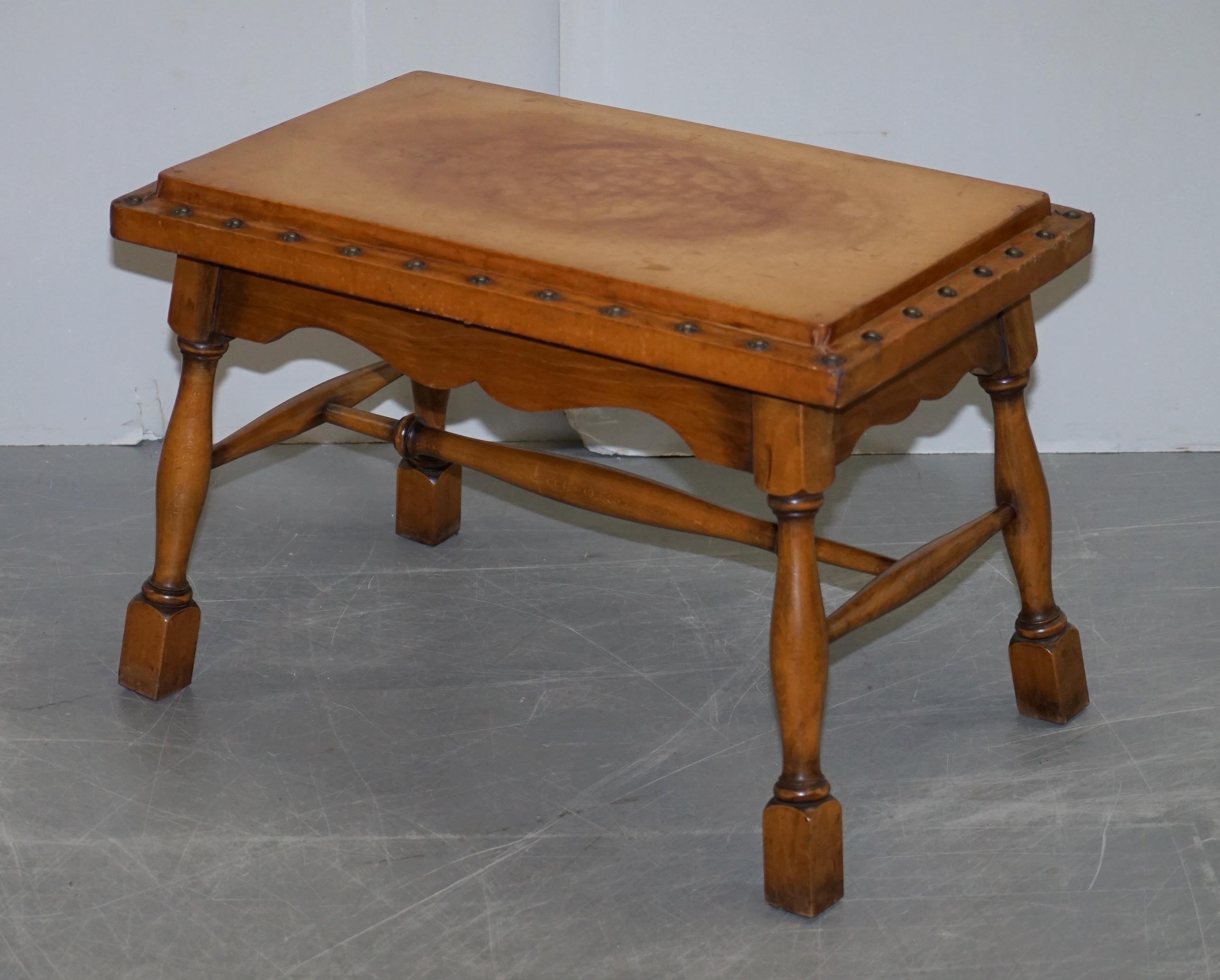 We are delighted to offer for sale this lovely pair of Edwardian oak and brown leather upholstered large side tables with antique studs

A very decorative pair of Edwardian tables

This pair of tables have the original leather which is nicely