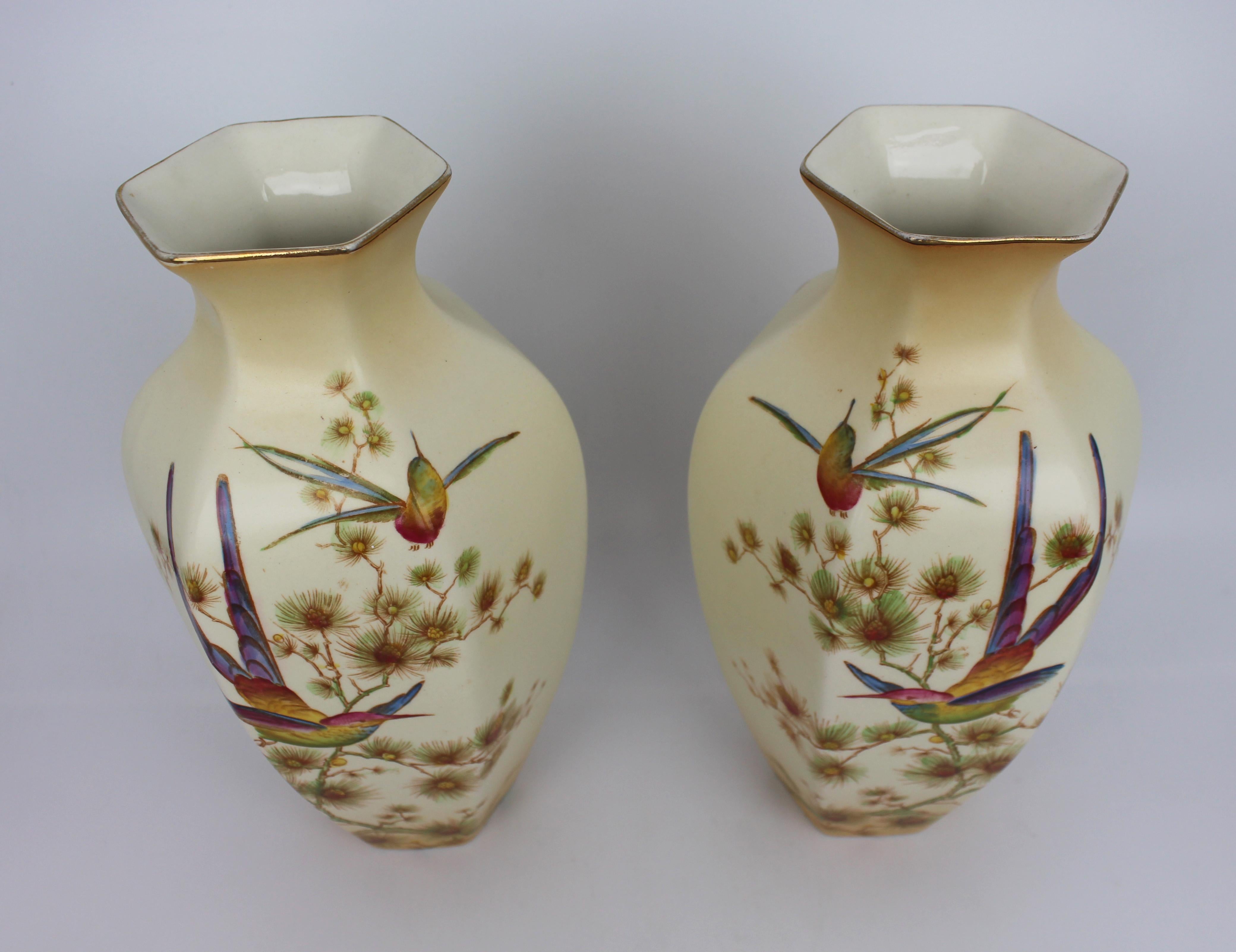 20th Century Pair of Edwardian Crown Ducal Ware Vases For Sale
