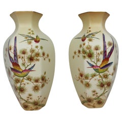 Antique Pair of Edwardian Crown Ducal Ware Vases