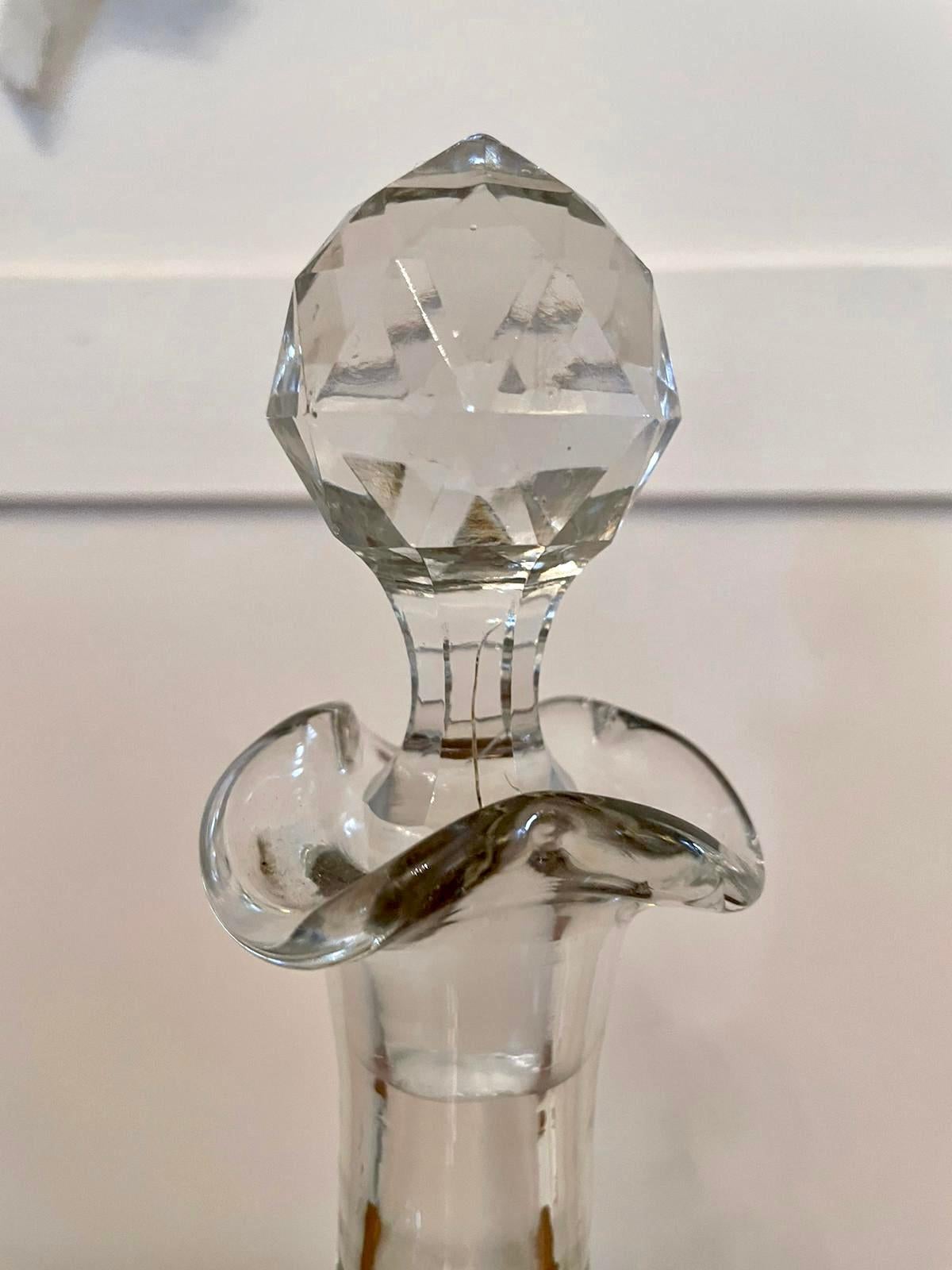 Crystal Pair of Edwardian Cut Glass Decanters For Sale