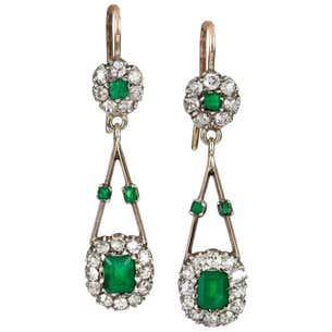 Pair of Edwardian Emerald and Diamond Earrings For Sale at 1stDibs ...