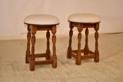 Pair of Edwardian English Upholstered Stools