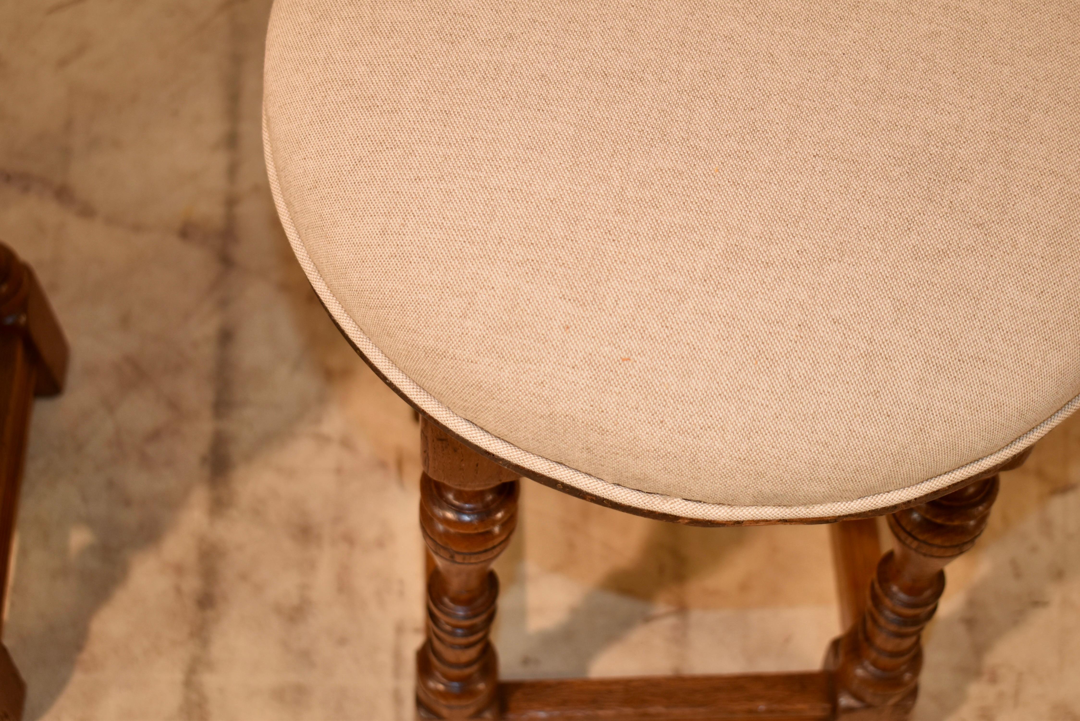 Pair of Edwardian English Upholstered Stools For Sale 1