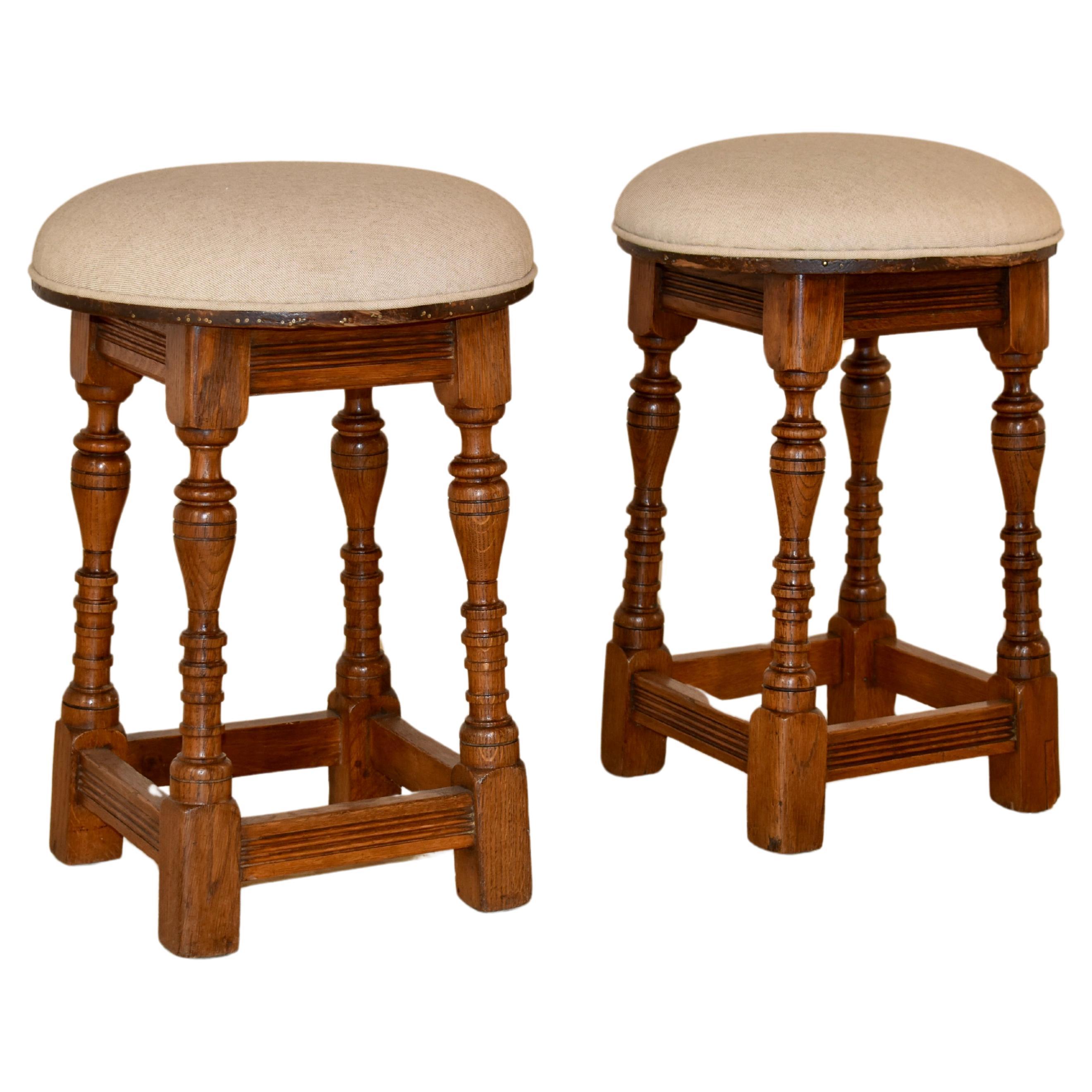 Pair of Edwardian English Upholstered Stools For Sale