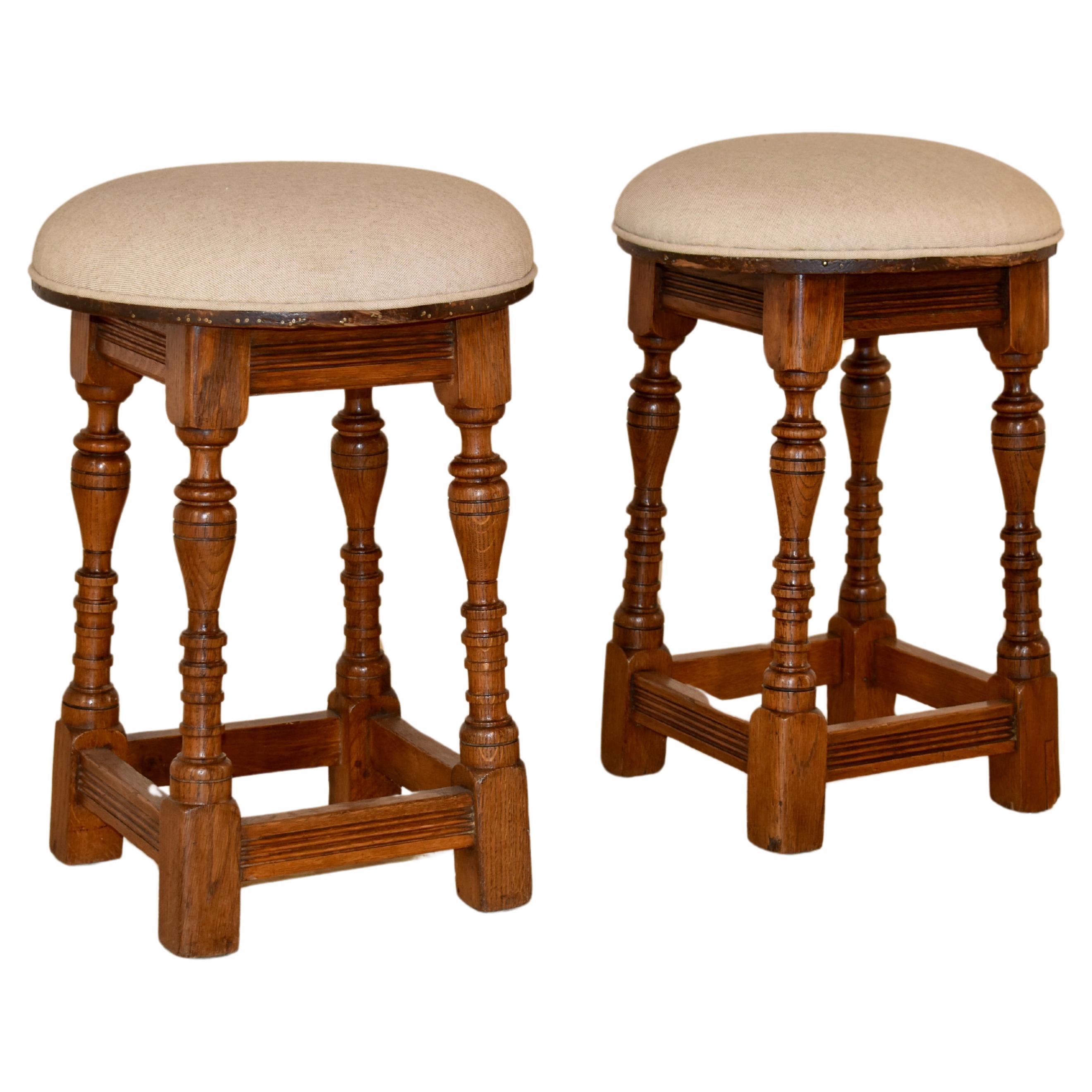 Pair of Edwardian English Upholstered Stools