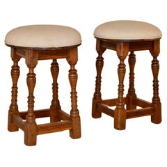 Pair of Edwardian English Upholstered Stools