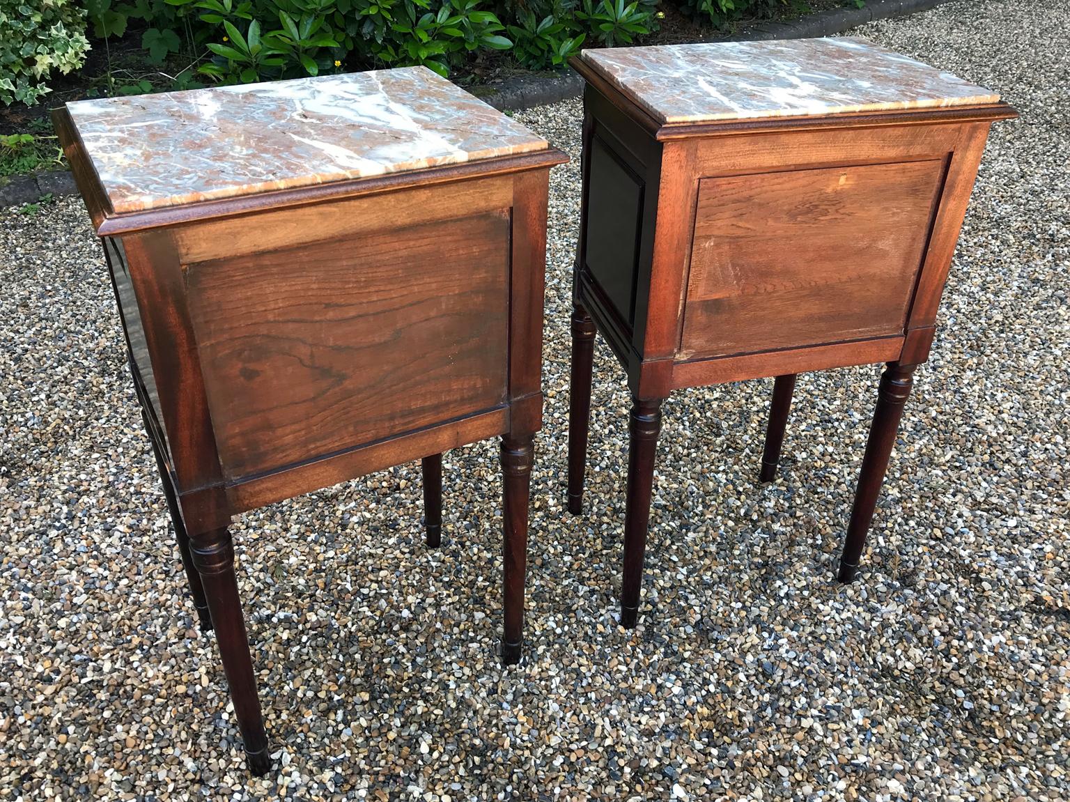 Pair of Edwardian French Mahogany Bedside Tables 3