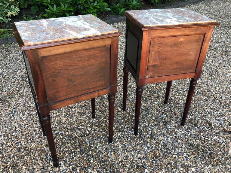 Pair of Edwardian French Mahogany Bedside Tables at 1stDibs