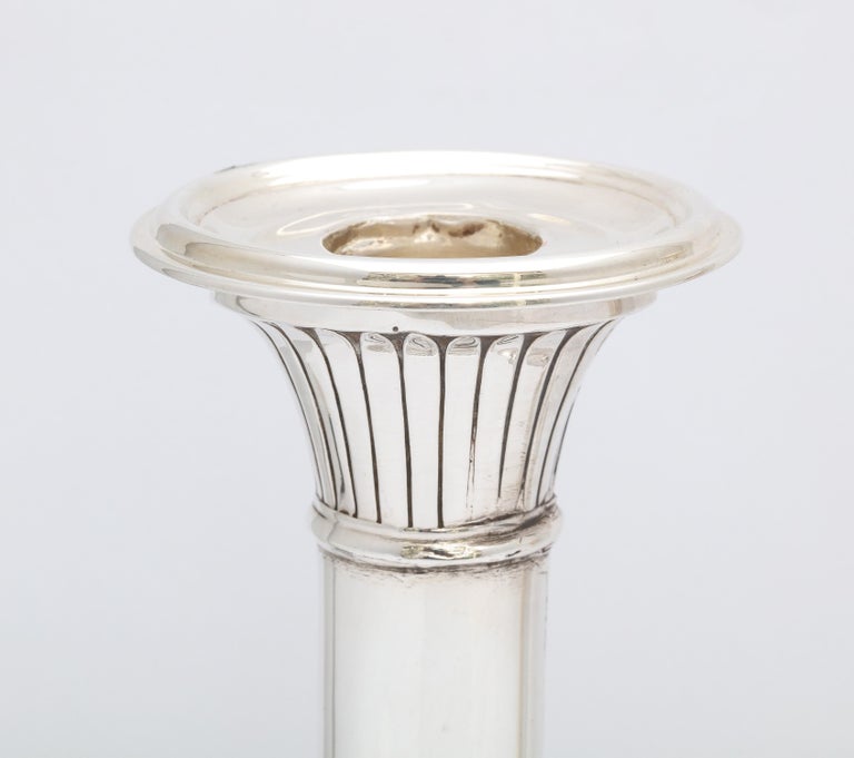 Pair of Edwardian George III-Style Sterling Silver Candlesticks, Mappin & Webb For Sale 7
