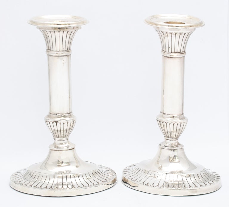 Pair of Edwardian George III-Style Sterling Silver Candlesticks, Mappin & Webb For Sale 12