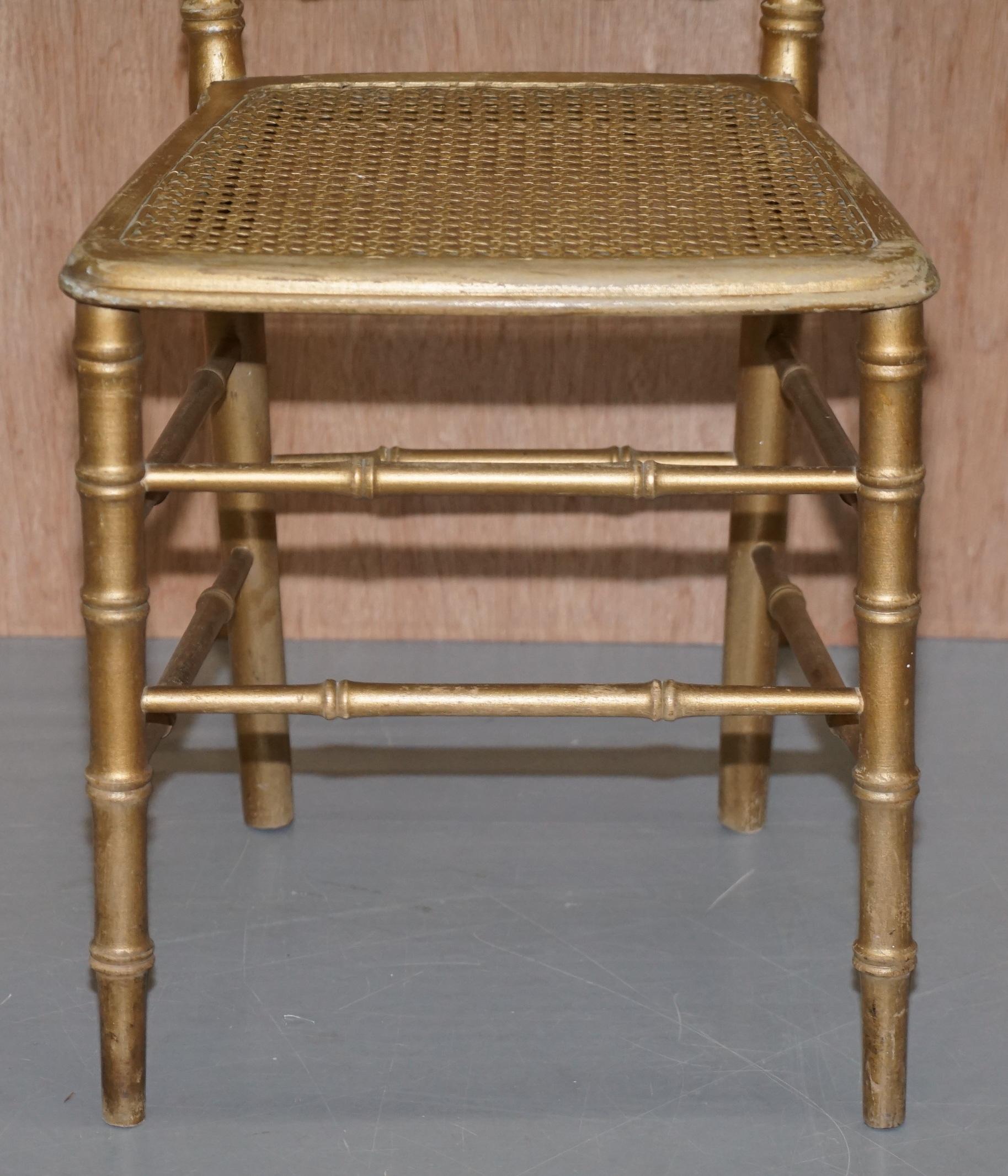 Pair of Edwardian Giltwood Famboo Regency Style Bergere Chairs with Gold Gilding For Sale 1