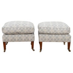 Pair of Edwardian Howard & Sons Square Stools