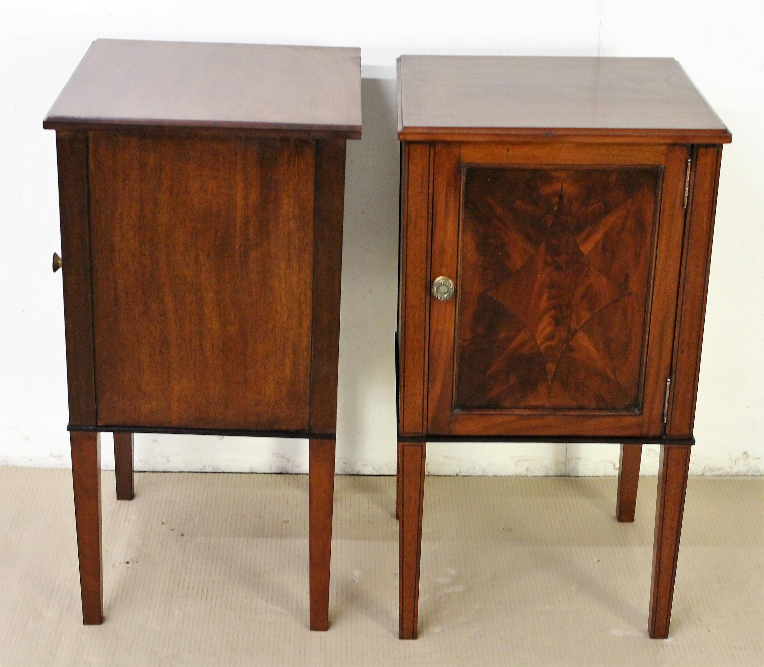 Pair of Edwardian Inlaid Mahogany Bedside Cupboards 2