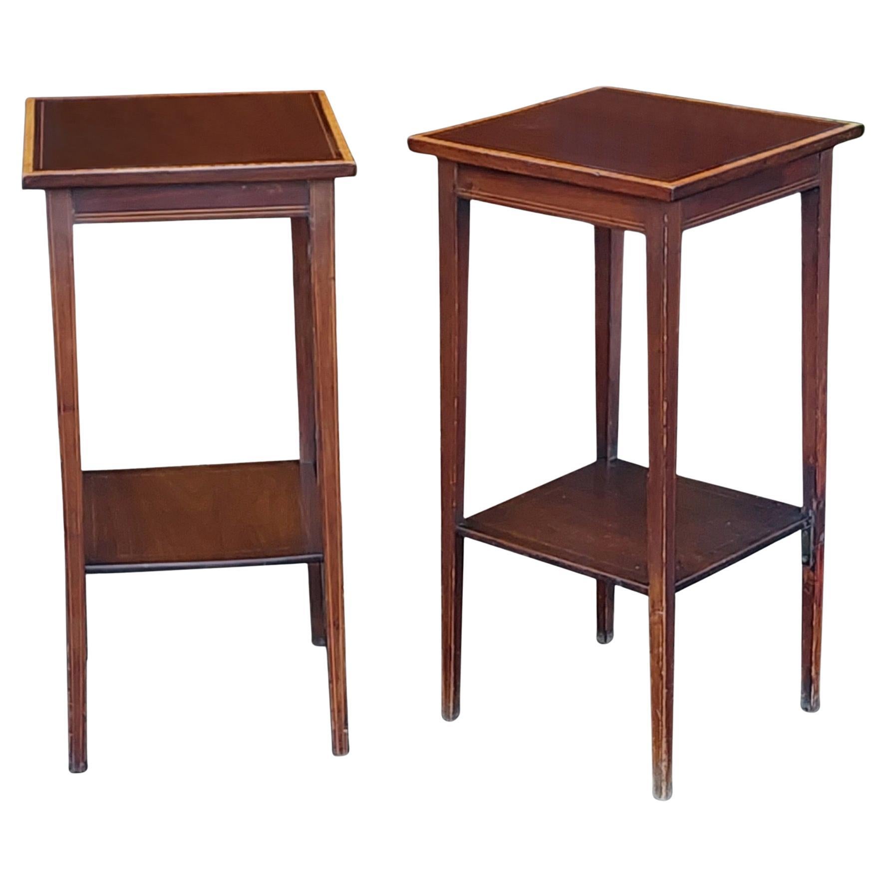 Pair of Edwardian Inlaid Mahogany End Tables For Sale