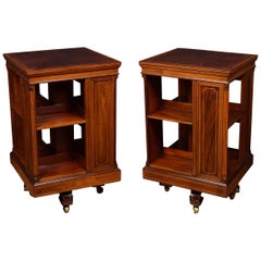 Pair of Edwardian Inlaid Revolving Bookcases