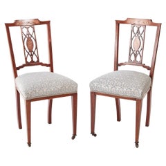 Vintage Pair of Edwardian Inlaid Side Chairs