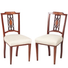 Vintage Pair of Edwardian Inlaid Side Chairs