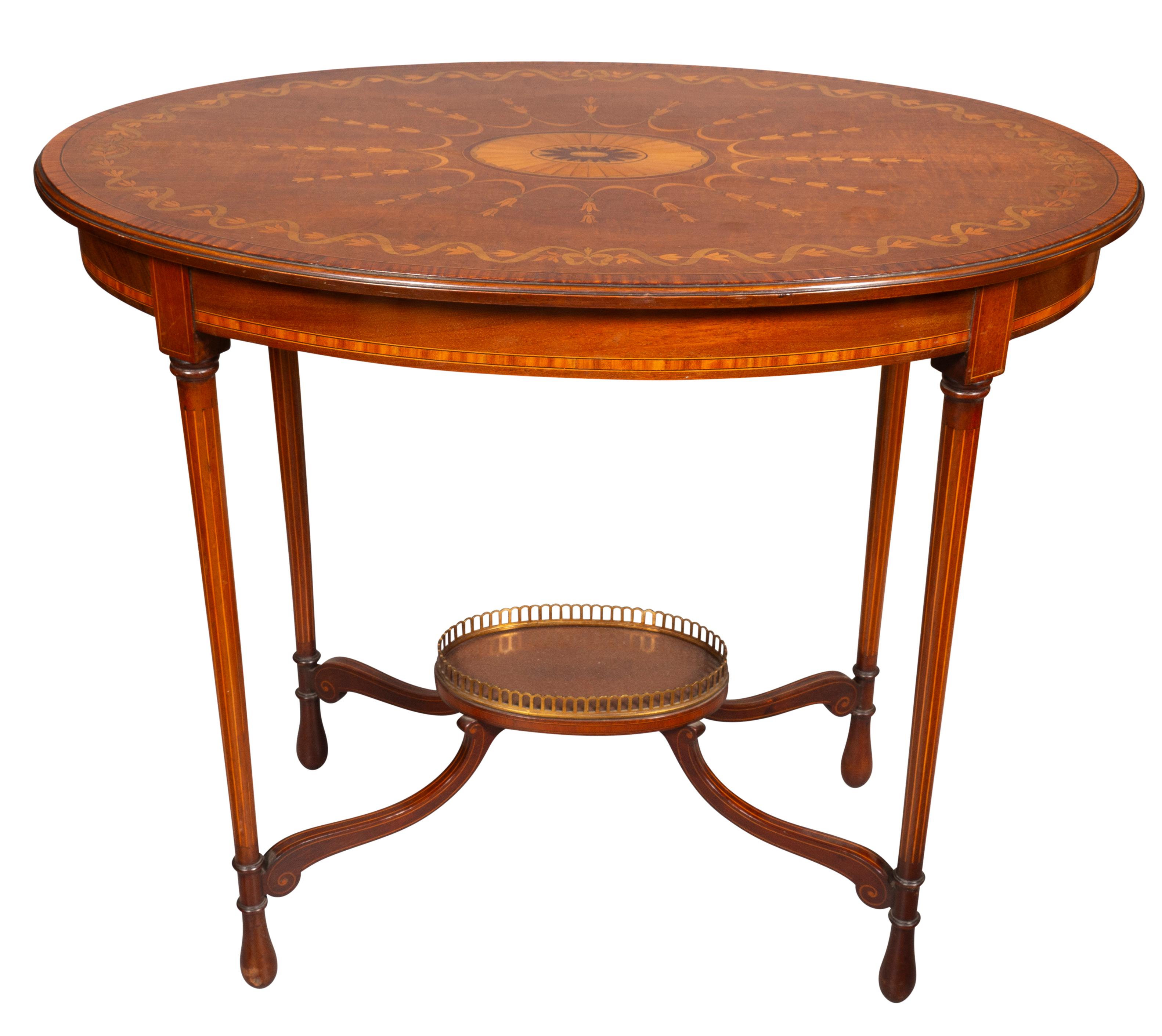 English Pair Of Edwardian Mahogany And Inlaid End Tables For Sale