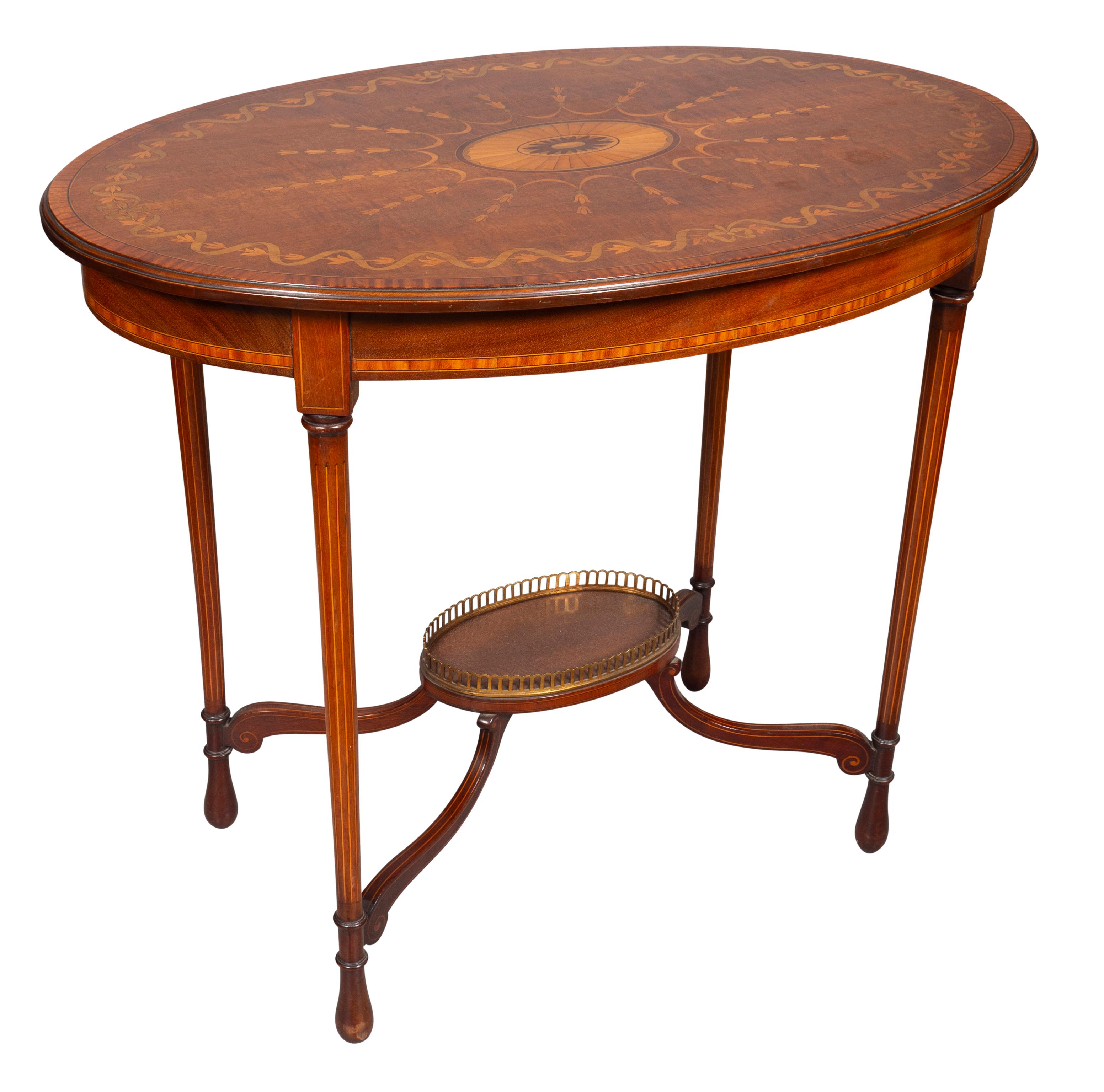Pair Of Edwardian Mahogany And Inlaid End Tables In Good Condition For Sale In Essex, MA